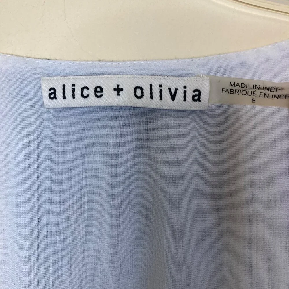 Alice + Olivia Dress Womens 8 FLAWED Nance Smocked Waist Embroidered Boho - Picture 3 of 13